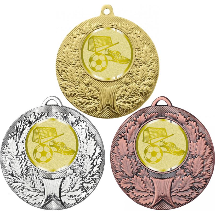 Комплект медалей №1058-192 (Футбол, диаметр 50 мм (Три медали плюс три жетона для вклейки) Место для вставок: обратная сторона диаметр 45 мм)