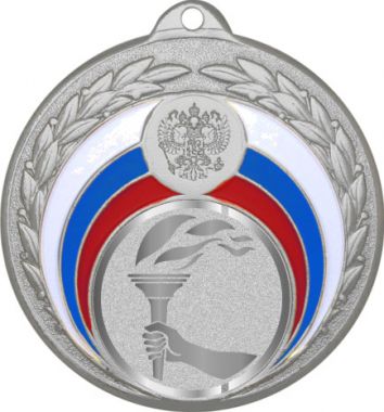 Медаль №1060-196 (Факел, олимпиада, диаметр 50 мм (Медаль цвет серебро плюс жетон для вклейки) Место для вставок: обратная сторона диаметр 45 мм)
