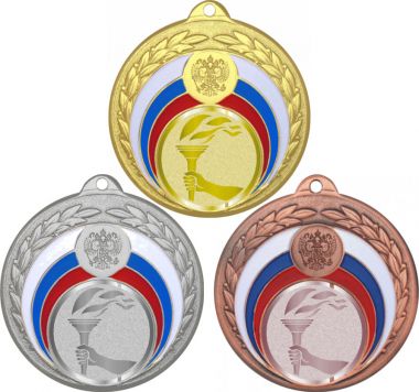 Комплект медалей №1060-196 (Факел, олимпиада, диаметр 50 мм (Три медали плюс три жетона для вклейки) Место для вставок: обратная сторона диаметр 45 мм)
