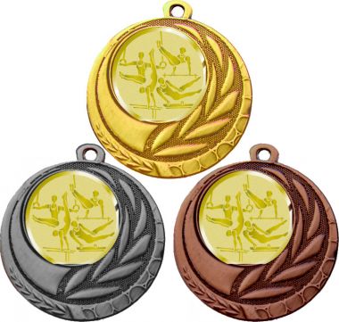 Комплект медалей №1063-1274 (Легкая атлетика, диаметр 45 мм (Три медали плюс три жетона для вклейки) Место для вставок: обратная сторона диаметр 40 мм)