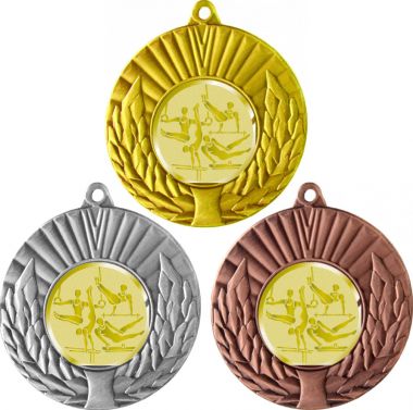 Комплект медалей №1063-192 (Легкая атлетика, диаметр 50 мм (Три медали плюс три жетона для вклейки) Место для вставок: обратная сторона диаметр 45 мм)