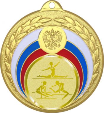 Медаль №1064-196 (Гимнастика, диаметр 50 мм (Медаль цвет золото плюс жетон для вклейки) Место для вставок: обратная сторона диаметр 45 мм)
