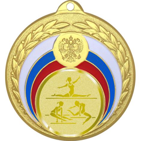 Медаль №1064-196 (Спортивная гимнастика, диаметр 50 мм (Медаль цвет золото плюс жетон для вклейки) Место для вставок: обратная сторона диаметр 45 мм)