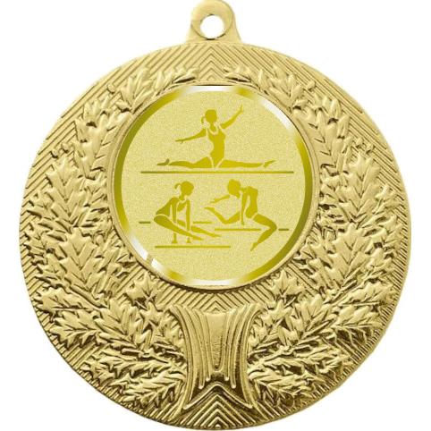 Медаль №1064-192 (Гимнастика, диаметр 50 мм (Медаль цвет золото плюс жетон для вклейки) Место для вставок: обратная сторона диаметр 45 мм)