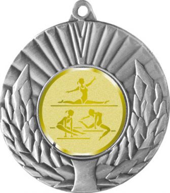 Медаль №1064-192 (Гимнастика, диаметр 50 мм (Медаль цвет серебро плюс жетон для вклейки) Место для вставок: обратная сторона диаметр 45 мм)