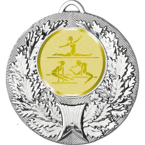 Медаль №1064-192 (Спортивная гимнастика, диаметр 50 мм (Медаль цвет серебро плюс жетон для вклейки) Место для вставок: обратная сторона диаметр 45 мм)
