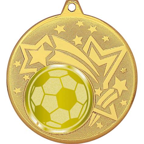 Медаль №1065-1274 (Футбол, диаметр 45 мм (Медаль цвет золото плюс жетон для вклейки) Место для вставок: обратная сторона диаметр 40 мм)