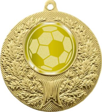 Медаль №1065-192 (Футбол, диаметр 50 мм (Медаль цвет золото плюс жетон для вклейки) Место для вставок: обратная сторона диаметр 45 мм)