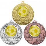 Комплект медалей №1065-192 (Футбол, диаметр 50 мм (Три медали плюс три жетона для вклейки) Место для вставок: обратная сторона диаметр 45 мм)