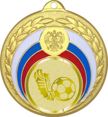 Медаль №1069-196 (Футбол, диаметр 50 мм (Медаль цвет золото плюс жетон для вклейки) Место для вставок: обратная сторона диаметр 45 мм)