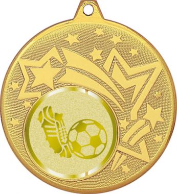 Медаль №1069-27 (Футбол, диаметр 45 мм (Медаль цвет золото плюс жетон для вклейки) Место для вставок: обратная сторона диаметр 39 мм)