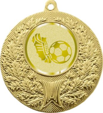 Медаль №1069-192 (Футбол, диаметр 50 мм (Медаль цвет золото плюс жетон для вклейки) Место для вставок: обратная сторона диаметр 45 мм)