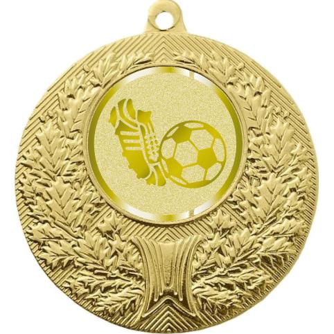 Медаль №1069-192 (Футбол, диаметр 50 мм (Медаль цвет золото плюс жетон для вклейки) Место для вставок: обратная сторона диаметр 45 мм)