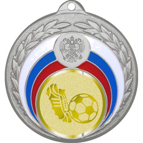 Медаль №1069-196 (Футбол, диаметр 50 мм (Медаль цвет серебро плюс жетон для вклейки) Место для вставок: обратная сторона диаметр 45 мм)