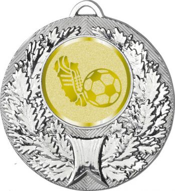 Медаль №1069-192 (Футбол, диаметр 50 мм (Медаль цвет серебро плюс жетон для вклейки) Место для вставок: обратная сторона диаметр 45 мм)