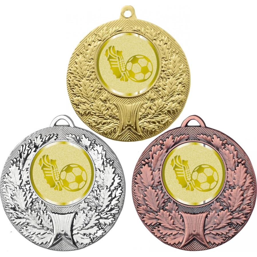 Комплект медалей №1069-192 (Футбол, диаметр 50 мм (Три медали плюс три жетона для вклейки) Место для вставок: обратная сторона диаметр 45 мм)