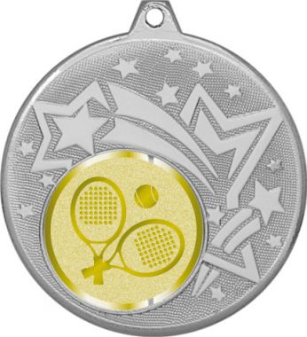 Медаль №1070-27 (Большой теннис, диаметр 45 мм (Медаль цвет серебро плюс жетон для вклейки) Место для вставок: обратная сторона диаметр 39 мм)