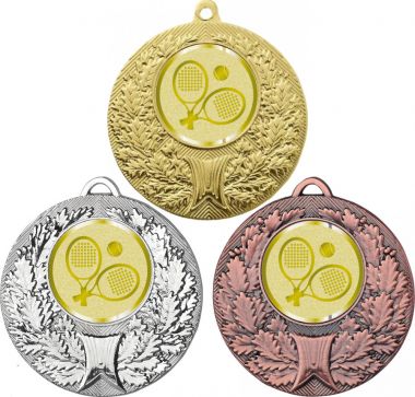 Комплект медалей №1070-192 (Большой теннис, диаметр 50 мм (Три медали плюс три жетона для вклейки) Место для вставок: обратная сторона диаметр 45 мм)