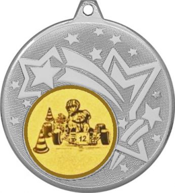 Медаль №11-1274 (Картинг, диаметр 45 мм (Медаль цвет серебро плюс жетон для вклейки) Место для вставок: обратная сторона диаметр 40 мм)
