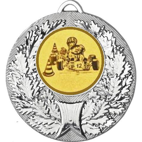 Медаль №11-192 (Картинг, диаметр 50 мм (Медаль цвет серебро плюс жетон для вклейки) Место для вставок: обратная сторона диаметр 45 мм)