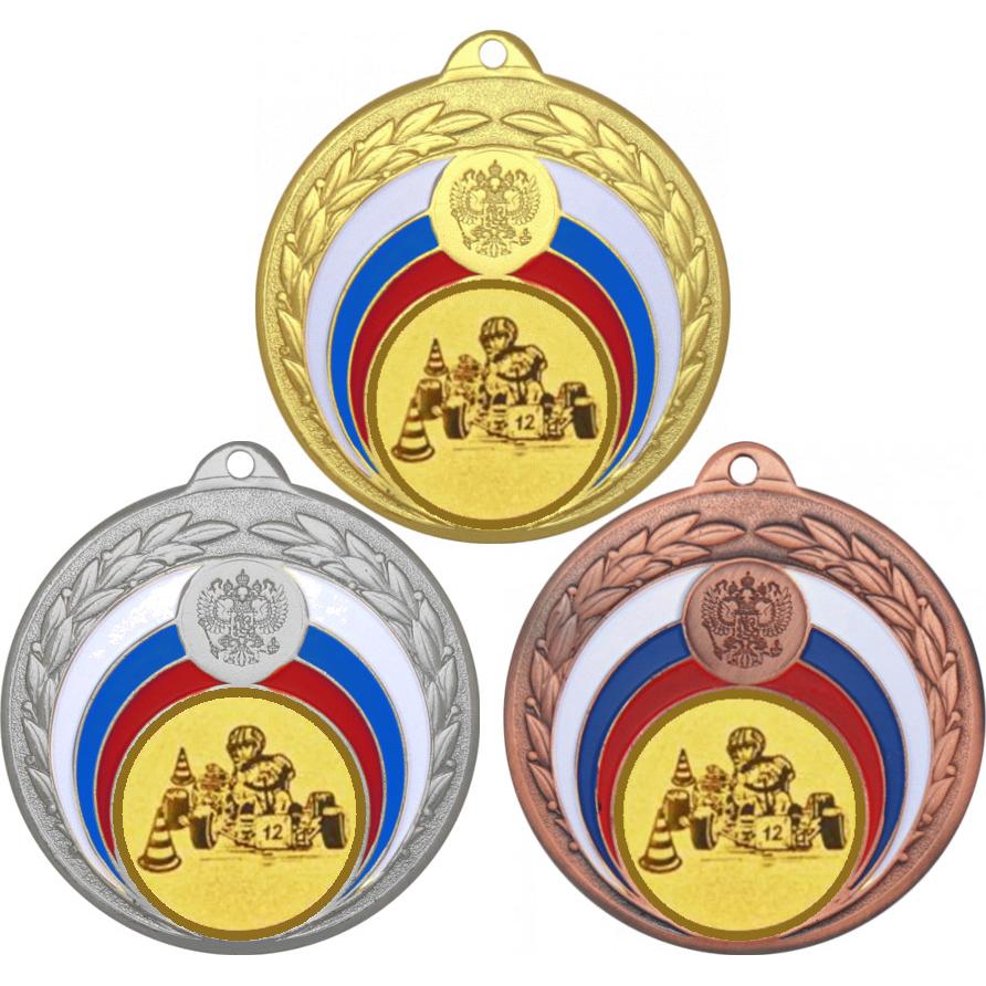 Комплект медалей №11-196 (Картинг, диаметр 50 мм (Три медали плюс три жетона для вклейки) Место для вставок: обратная сторона диаметр 45 мм)