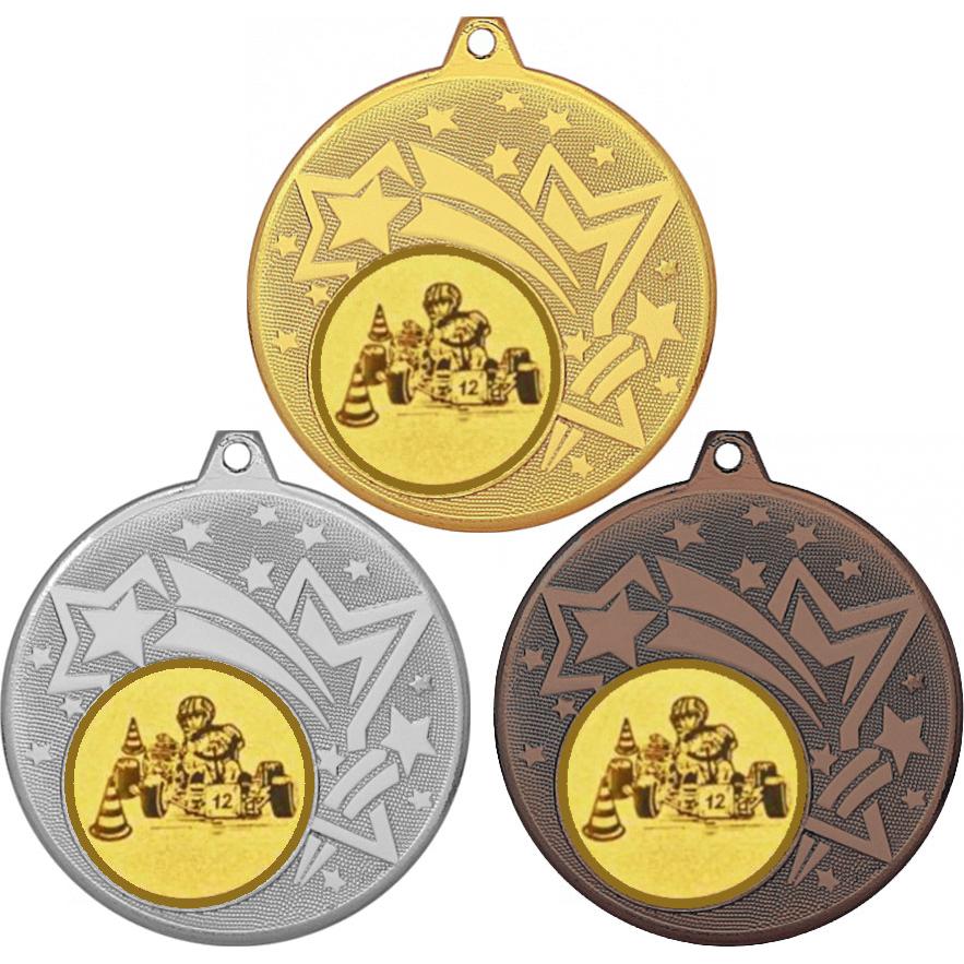 Комплект медалей №11-1274 (Картинг, диаметр 45 мм (Три медали плюс три жетона для вклейки) Место для вставок: обратная сторона диаметр 40 мм)