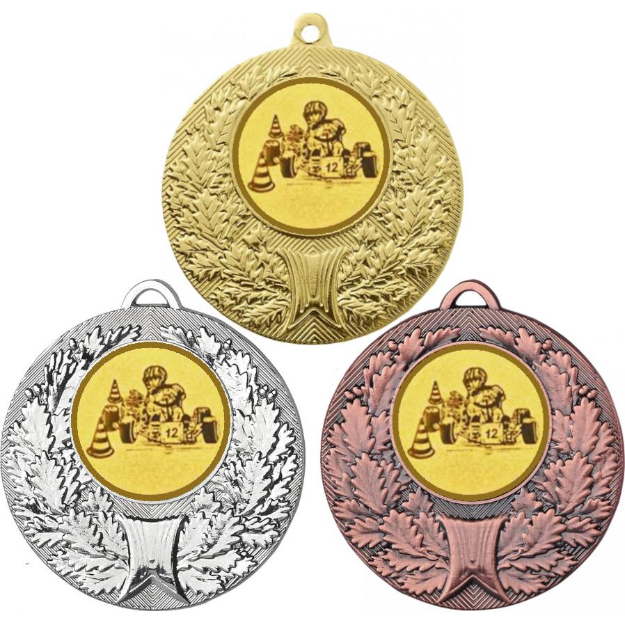 Комплект медалей №11-192 (Картинг, диаметр 50 мм (Три медали плюс три жетона для вклейки) Место для вставок: обратная сторона диаметр 45 мм)