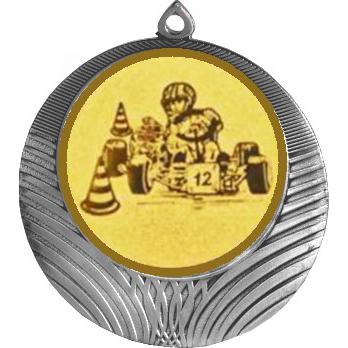 Медаль №11-8 (Картинг, диаметр 70 мм (Медаль цвет серебро плюс жетон для вклейки) Место для вставок: обратная сторона диаметр 64 мм)