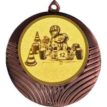 Медаль №11-8 (Картинг, диаметр 70 мм (Медаль цвет бронза плюс жетон для вклейки) Место для вставок: обратная сторона диаметр 64 мм)