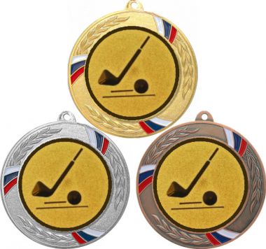 Комплект медалей №1124-1285 (Гольф, диаметр 70 мм (Три медали плюс три жетона для вклейки) Место для вставок: обратная сторона диаметр 60 мм)