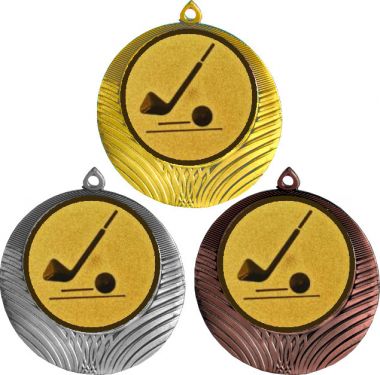 Комплект медалей №1124-8 (Гольф, диаметр 70 мм (Три медали плюс три жетона для вклейки) Место для вставок: обратная сторона диаметр 64 мм)