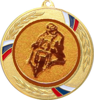 Медаль №1126-1285 (Мотоспорт, диаметр 70 мм (Медаль цвет золото плюс жетон для вклейки) Место для вставок: обратная сторона диаметр 60 мм)