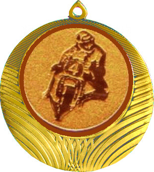 Медаль №1126-8 (Мотоспорт, диаметр 70 мм (Медаль цвет золото плюс жетон для вклейки) Место для вставок: обратная сторона диаметр 64 мм)