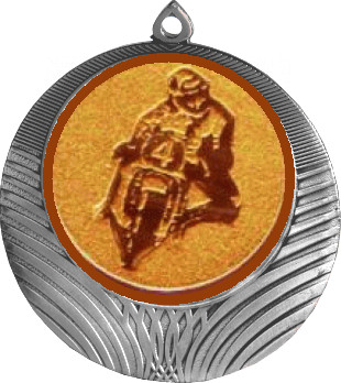 Медаль №1126-8 (Мотоспорт, диаметр 70 мм (Медаль цвет серебро плюс жетон для вклейки) Место для вставок: обратная сторона диаметр 64 мм)