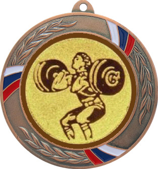 Медаль №1128-1285 (Тяжелая атлетика, диаметр 70 мм (Медаль цвет бронза плюс жетон для вклейки) Место для вставок: обратная сторона диаметр 60 мм)