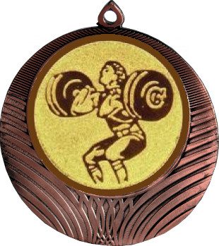 Медаль №1128-8 (Тяжелая атлетика, диаметр 70 мм (Медаль цвет бронза плюс жетон для вклейки) Место для вставок: обратная сторона диаметр 64 мм)