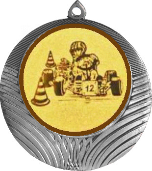 Медаль №113-8 (Автоспорт, диаметр 70 мм (Медаль цвет серебро плюс жетон для вклейки) Место для вставок: обратная сторона диаметр 64 мм)