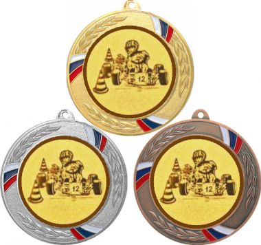 Комплект медалей №113-1285 (Автоспорт, диаметр 70 мм (Три медали плюс три жетона для вклейки) Место для вставок: обратная сторона диаметр 60 мм)