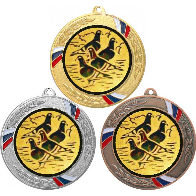 Комплект медалей №1152-1285 (Голуби, диаметр 70 мм (Три медали плюс три жетона для вклейки) Место для вставок: обратная сторона диаметр 60 мм)