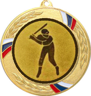 Медаль №1157-1285 (Бейсбол, диаметр 70 мм (Медаль цвет золото плюс жетон для вклейки) Место для вставок: обратная сторона диаметр 60 мм)