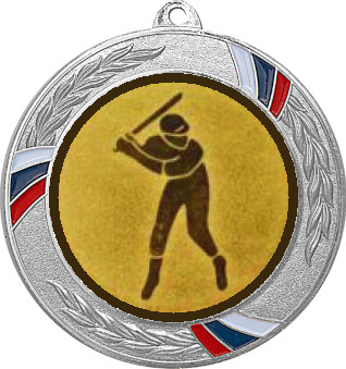 Медаль №1157-1285 (Бейсбол, диаметр 70 мм (Медаль цвет серебро плюс жетон для вклейки) Место для вставок: обратная сторона диаметр 60 мм)