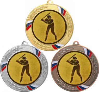 Комплект медалей №1157-1285 (Бейсбол, диаметр 70 мм (Три медали плюс три жетона для вклейки) Место для вставок: обратная сторона диаметр 60 мм)