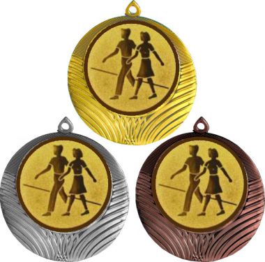Комплект медалей №1167-1302 (Танцы, диаметр 56 мм (Три медали плюс три жетона для вклейки) Место для вставок: обратная сторона диаметр 50 мм)