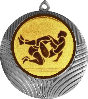 Медаль №1185-8 (Борьба, диаметр 70 мм (Медаль цвет серебро плюс жетон для вклейки) Место для вставок: обратная сторона диаметр 64 мм)