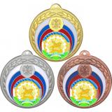 Комплект медалей №1195-196 (Гербы регионов, диаметр 50 мм (Три медали плюс три жетона для вклейки) Место для вставок: обратная сторона диаметр 45 мм)