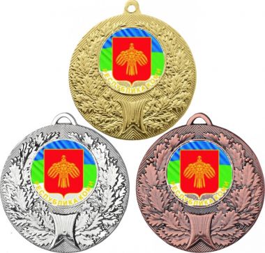 Комплект медалей №1196-192 (Гербы регионов, диаметр 50 мм (Три медали плюс три жетона для вклейки) Место для вставок: обратная сторона диаметр 45 мм)