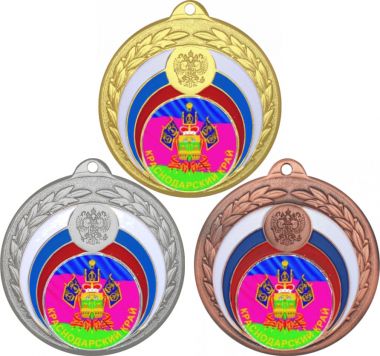Комплект медалей №1197-196 (Гербы регионов, диаметр 50 мм (Три медали плюс три жетона для вклейки) Место для вставок: обратная сторона диаметр 45 мм)