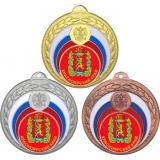 Комплект медалей №1198-196 (Гербы регионов, диаметр 50 мм (Три медали плюс три жетона для вклейки) Место для вставок: обратная сторона диаметр 45 мм)