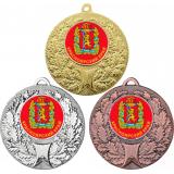 Комплект медалей №1198-192 (Гербы регионов, диаметр 50 мм (Три медали плюс три жетона для вклейки) Место для вставок: обратная сторона диаметр 45 мм)