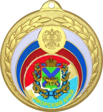 Медаль №1199-196 (Гербы регионов, диаметр 50 мм (Медаль цвет золото плюс жетон для вклейки) Место для вставок: обратная сторона диаметр 45 мм)
